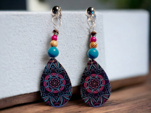 Handmade boho dangle clip on earrings Kargo Fresh