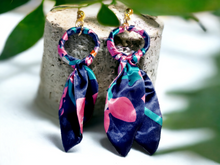 Load image into Gallery viewer, Handmade boho scarf hoop clip on earrings Kargo Fresh
