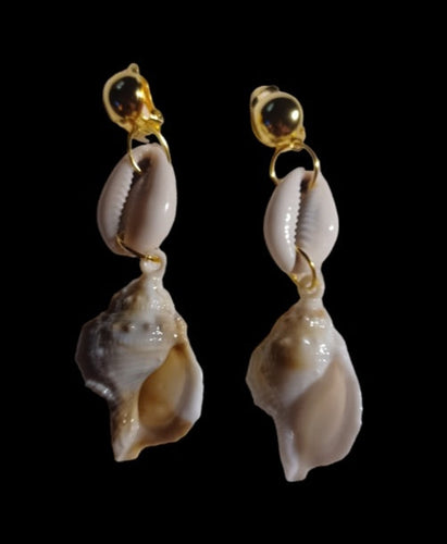 Handmade boho sea shell clip on earrings Kargo Fresh