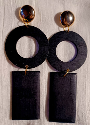 Handmade boho wood clip on earrings Kargo Fresh
