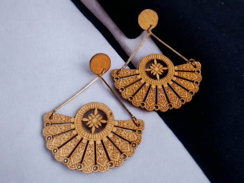 Handmade boho wood clip on earrings Kargo Fresh