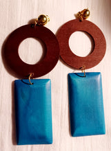 Load image into Gallery viewer, Handmade boho wood clip on earrings Kargo Fresh
