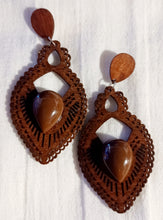 Load image into Gallery viewer, Handmade boho wood clip on earrings Kargo Fresh
