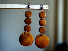 Load image into Gallery viewer, Handmade boho wood clip on earrings Kargo Fresh
