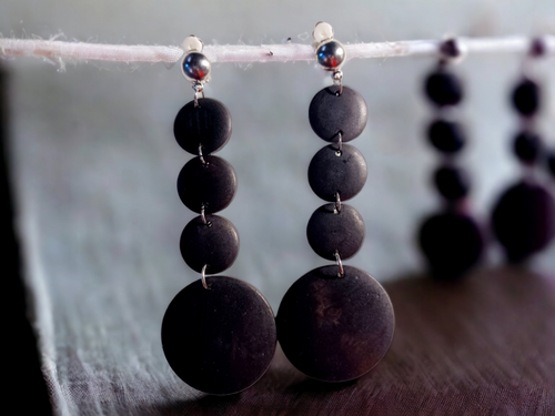 Handmade boho wood clip on earrings Kargo Fresh