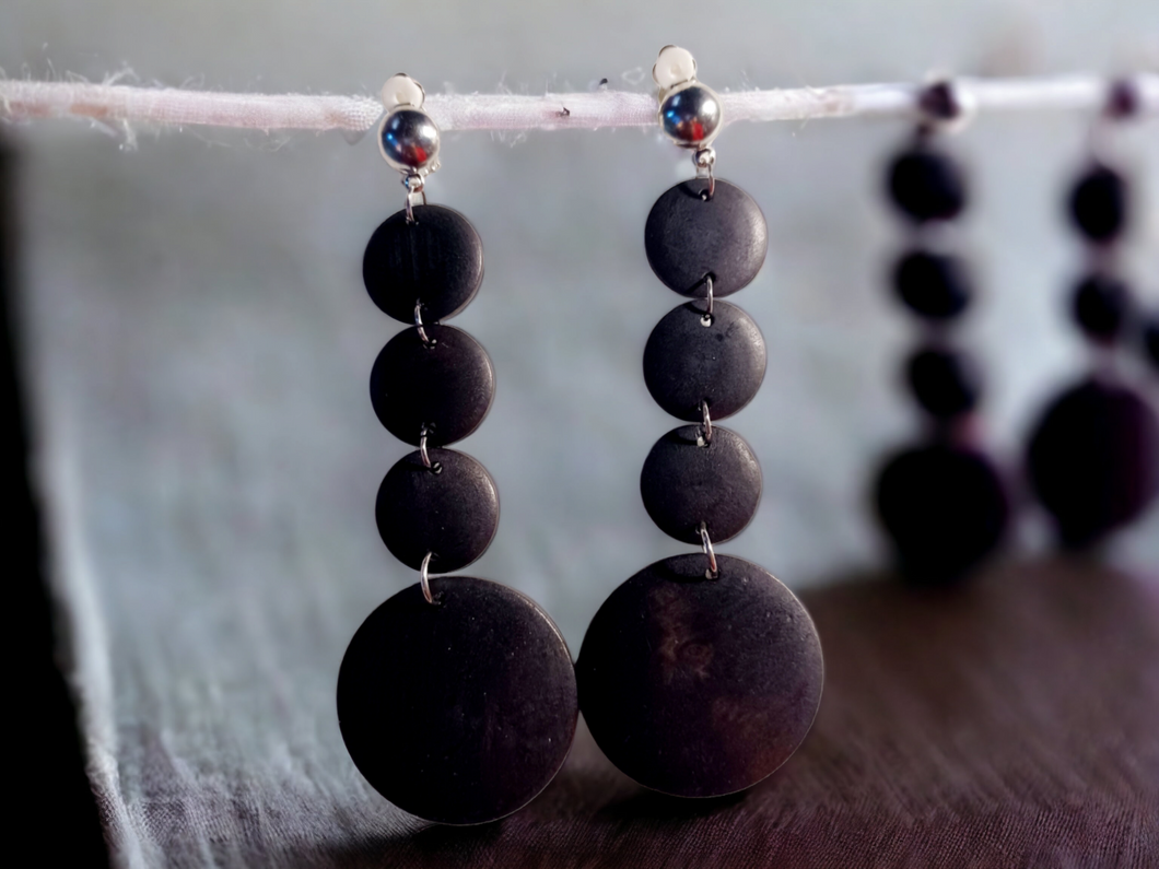 Handmade boho wood clip on earrings Kargo Fresh