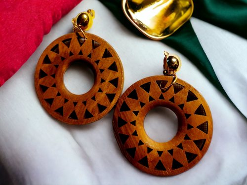 Handmade boho wood earrings Kargo Fresh