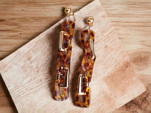 Handmade chunky Acrylic Chain Hoop Clip on Earrings Kargo Fresh