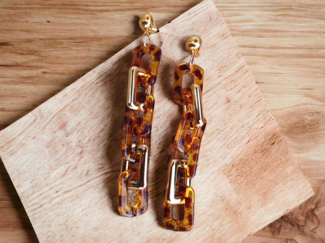 Handmade chunky Acrylic Chain Hoop Clip on Earrings Kargo Fresh