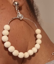 Load image into Gallery viewer, Handmade chunky wooden bead clip on hoop earrings Kargo Fresh
