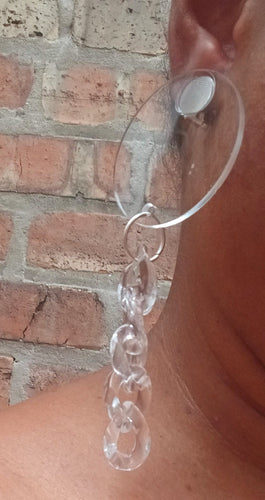 Handmade clear acrylic chain clip on earrings Kargo Fresh