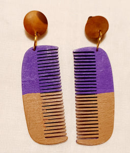 Handmade clip on afro pick earrings Kargo Fresh