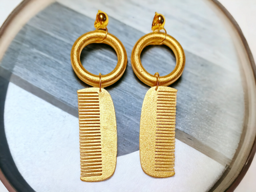 Handmade clip on afro pick earrings Kargo Fresh