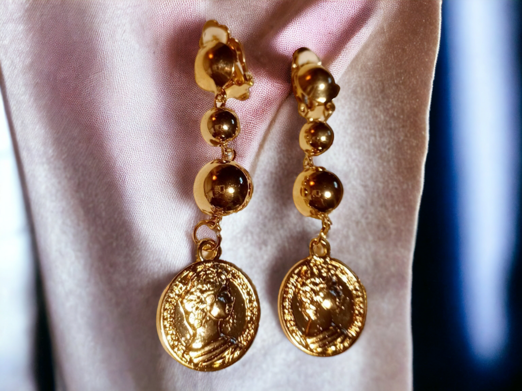 Handmade clip on coin dangle earrings Kargo Fresh