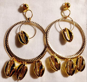 Handmade clip on cowrie hoop earrings Kargo Fresh