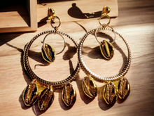 Load image into Gallery viewer, Handmade clip on cowrie hoop earrings Kargo Fresh
