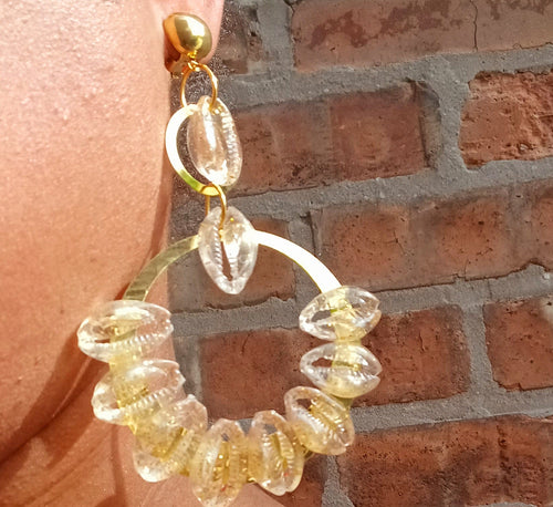 Handmade clip on cowrie shell hoops Kargo Fresh