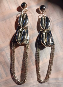 Handmade cowrie and chain clip on earrings Kargo Fresh