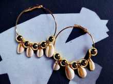 Load image into Gallery viewer, Handmade cowrie shell hoops Kargo Fresh
