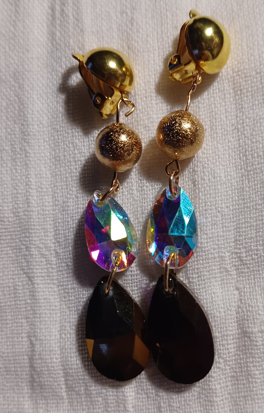 Handmade crystal dangle clip on earrings Kargo Fresh