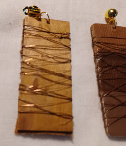Handmade distressed leather clip on earrings Kargo Fresh