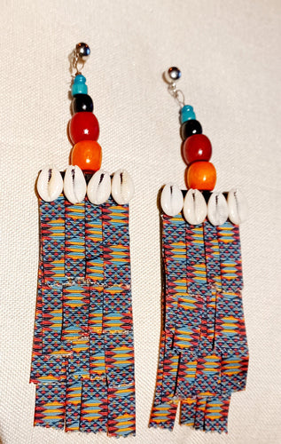 Handmade extra large Afrocentric Kente Design Earrings Kargo Fresh