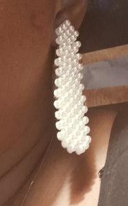 Handmade faux pearl and felt Tie design clip on earrings Kargo Fresh