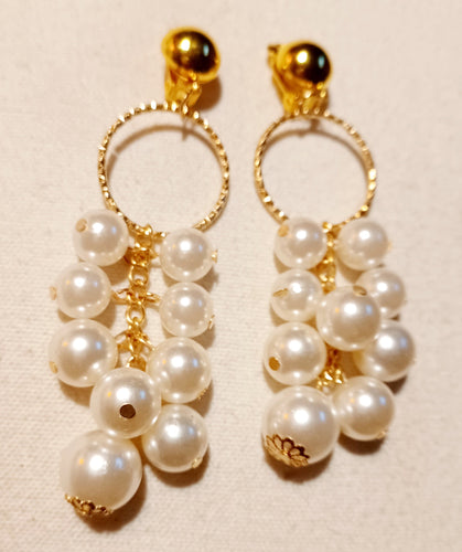 Handmade faux pearl clip on earrings Kargo Fresh