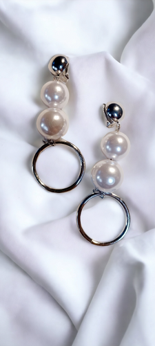 Handmade faux pearl earrings silver Kargo Fresh