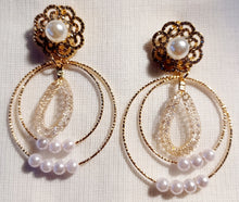 Load image into Gallery viewer, Handmade faux pearl hoop earrings Kargo Fresh
