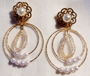 Handmade faux pearl hoop earrings Kargo Fresh