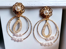 Load image into Gallery viewer, Handmade faux pearl hoop earrings Kargo Fresh
