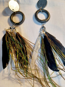 Handmade feather tassel clip on earrings Kargo Fresh