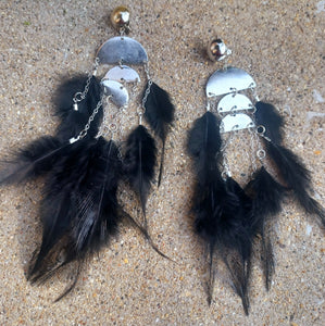 Handmade feather tassel clip on earrings Kargo Fresh
