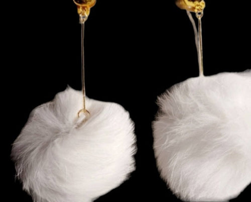 Handmade fur ball clip on earrings Kargo Fresh