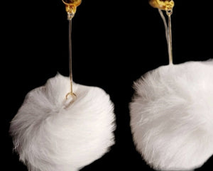 Handmade fur ball clip on earrings Kargo Fresh