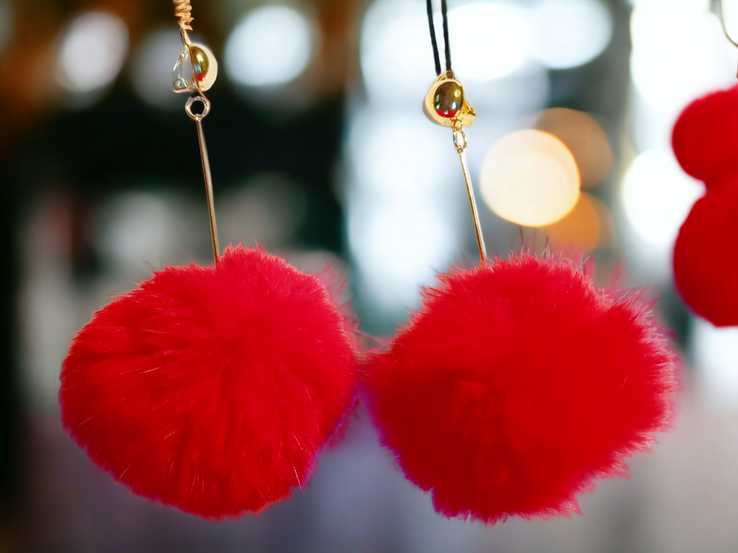 Handmade fur ball clip on earrings Kargo Fresh