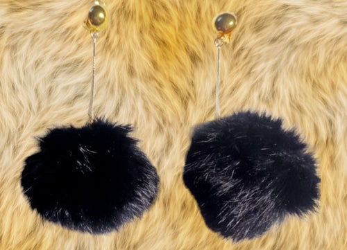 Handmade fur ball clip on earrings Kargo Fresh