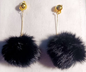 Handmade fur ball clip on earrings Kargo Fresh