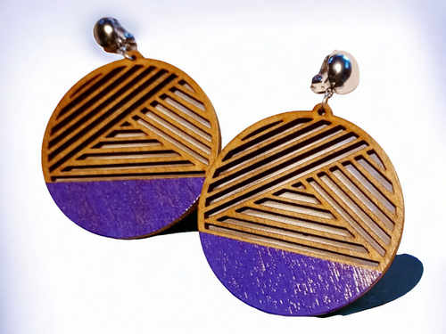 Handmade geometric wood Clip On Earrings Kargo Fresh