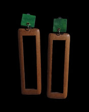 Load image into Gallery viewer, Handmade geometric wood clip on earrings Kargo Fresh
