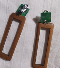 Load image into Gallery viewer, Handmade geometric wood clip on earrings Kargo Fresh
