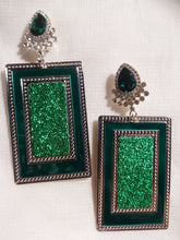 Load image into Gallery viewer, Handmade glitter and metal rhinestone clip on earrings Kargo Fresh
