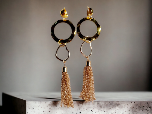 Handmade gold chain clip on dangle earrings Kargo Fresh