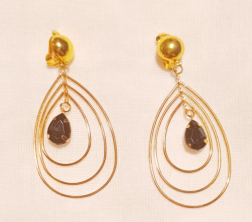 Handmade gold metal Multi Hoop Clip On Earrings Kargo Fresh