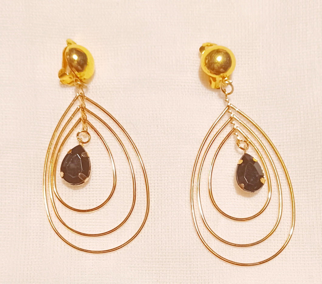 Handmade gold metal Multi Hoop Clip On Earrings Kargo Fresh