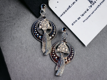 Load image into Gallery viewer, Handmade hammered hoop and chain clip on earrings Kargo Fresh
