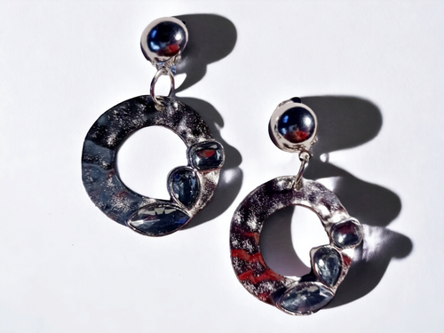 Handmade hammered metal clip on hoop earrings Kargo Fresh