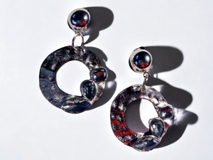 Handmade hammered metal clip on hoop earrings Kargo Fresh