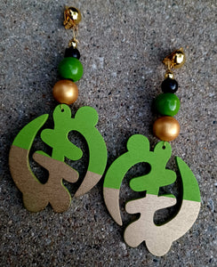 Handmade handpainted afrocentric Adinkra clip on earrings Kargo Fresh